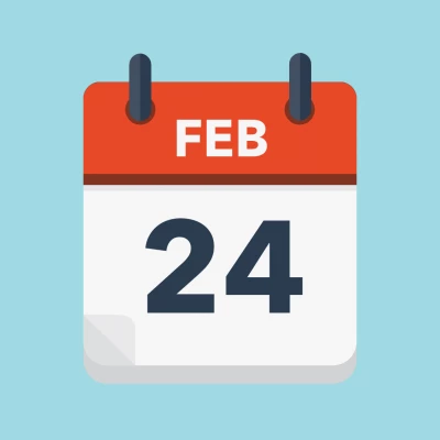 Calendar icon showing 24th February